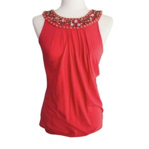 Calvin Klein Size Medium Coral Beaded Neck Sleevel